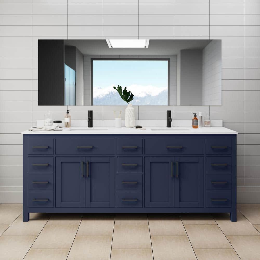 Beckett 84" Freestanding Double Bathroom Vanity with Cultured Marble Top