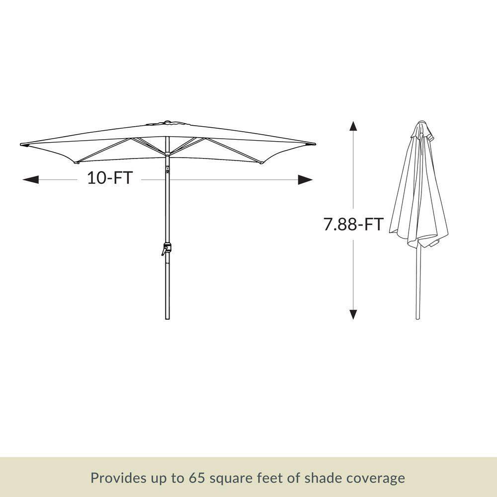 10' x 6.5' Rectangular Nassau Market Patio Umbrella with LED Bulb Lights Champagne - Island Umbrella: Solar-Powered, Weather-Resistant