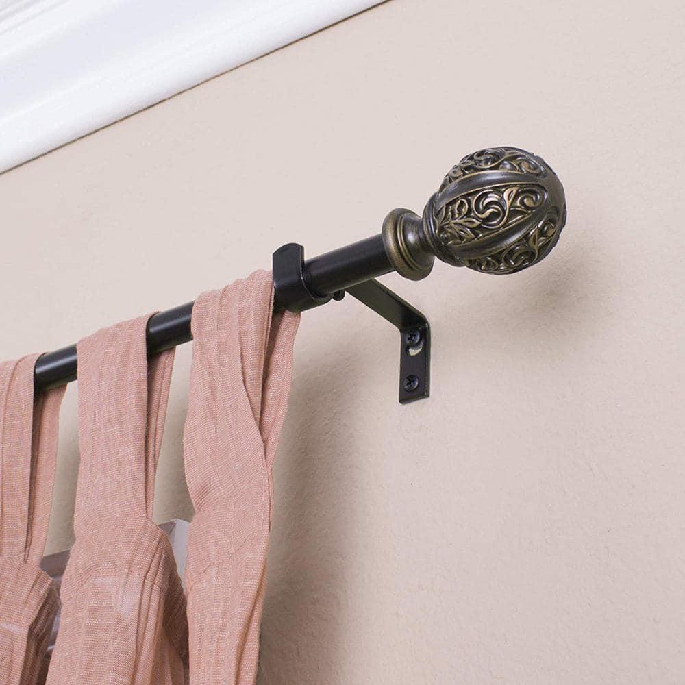 Decopolitan 5/8" Facet Ball Curtain Rod Set, 86 to 128 Inches, Vintage Bronze