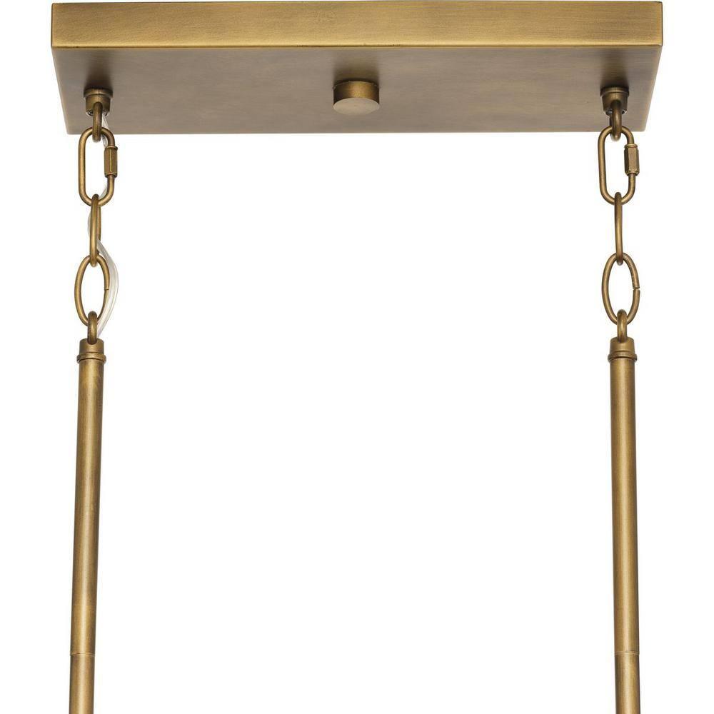 Progress Lighting Burgess 4-Light Island Light, Aged Bronze, Seeded Glass. Rustic modern farmhouse style for dining rooms, kitchens, and bars.