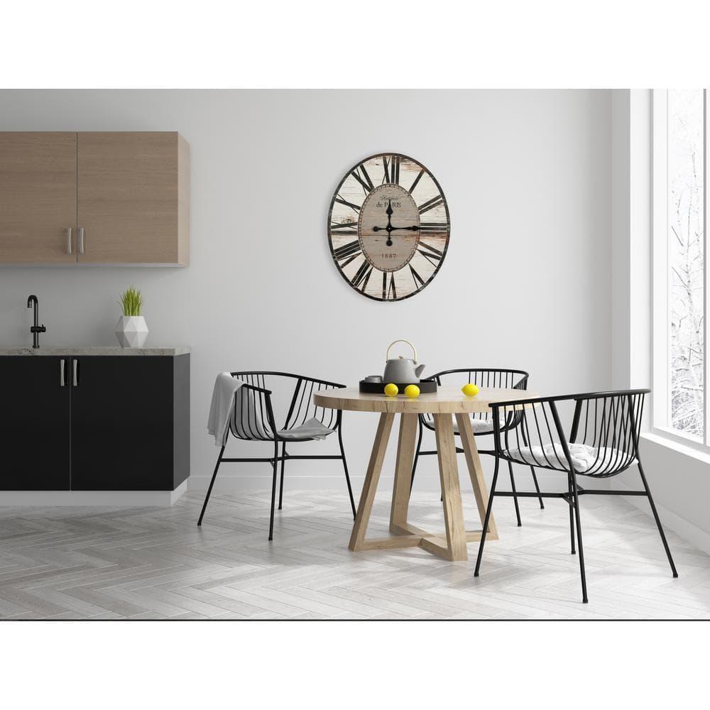 Woven Paths 29" Oval Distressed White Wood Wall Clock