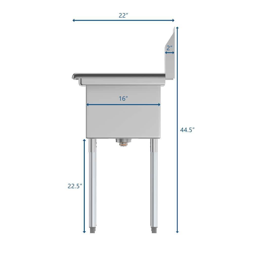 KoolMore 51 in. Three Compartment Stainless Steel Commercial Sink with Drainboard, Bowl Size 12"x 16"x 10"