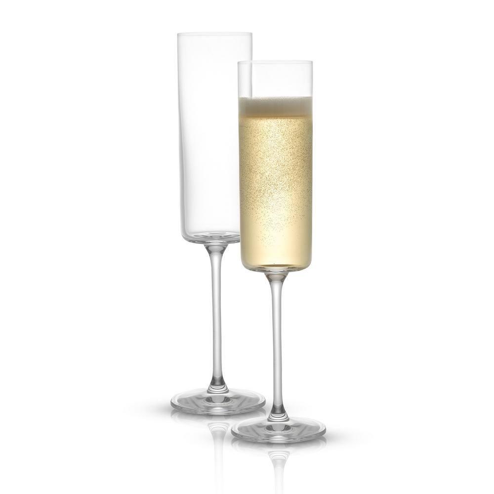 JoyJolt Claire Cyrstal Cylinder Champagne Glasses - Set of 4 Champagne Flutes - 5.7 oz