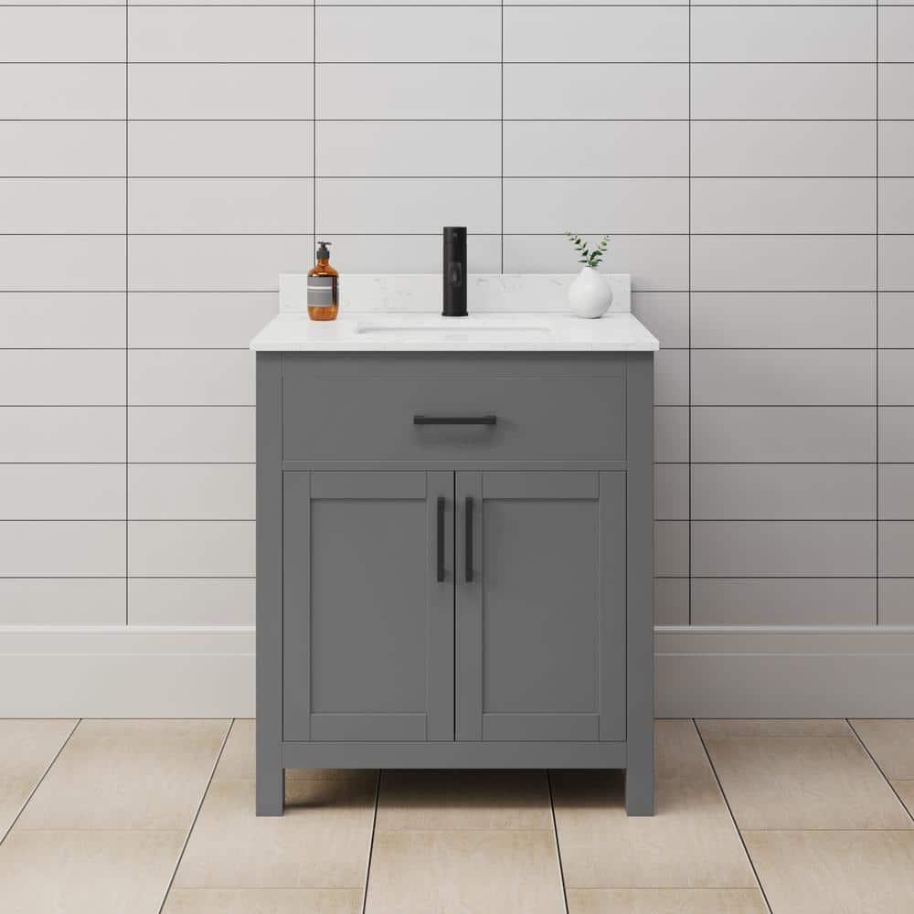 Wyndham Collection Beckett 30" Freestanding Single Bathroom Vanity with Cultured Marble Top