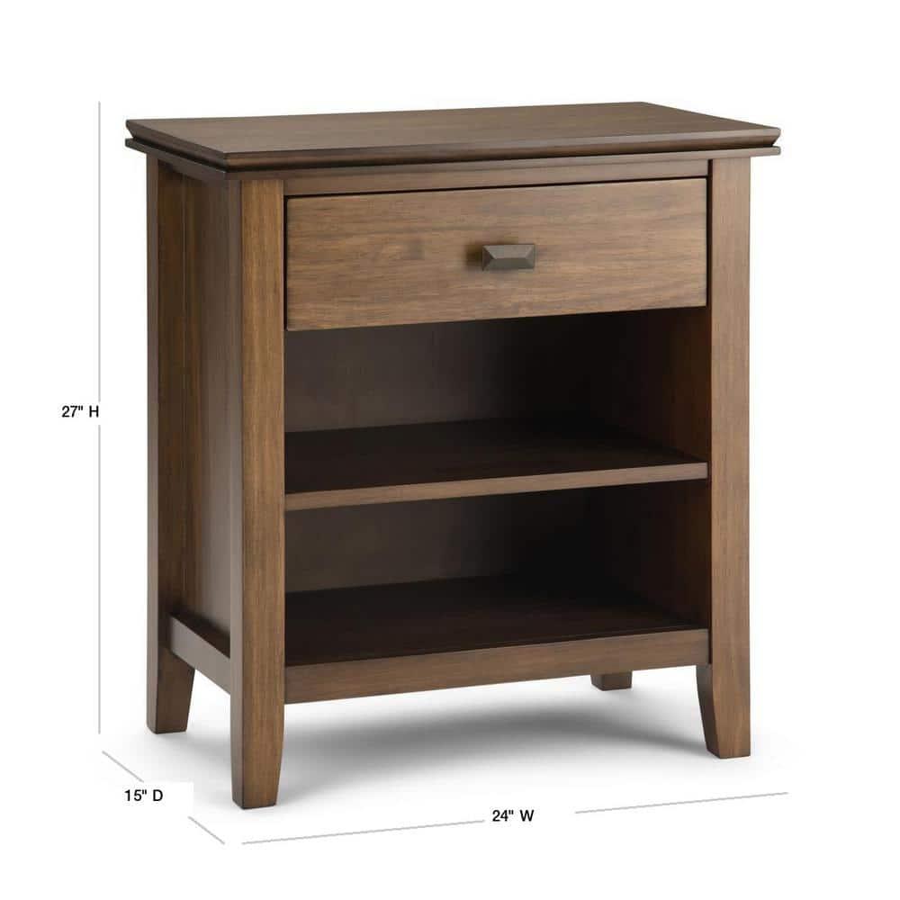 Simpli Home Artisan 24"W Solid Wood Nightstand with Drawer and Shelves
