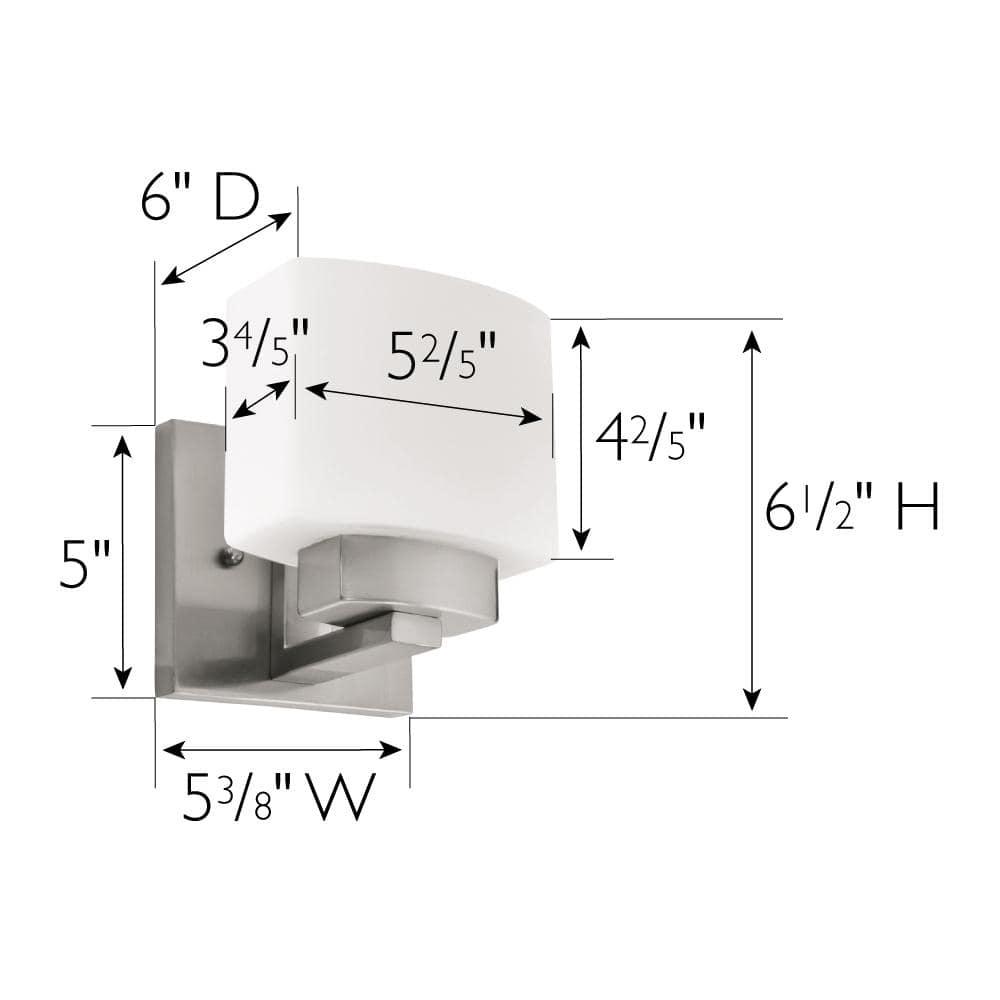 Design House Dove Creek Dimmable Wall Light Sconce with Frosted Glass, Satin Nickel
