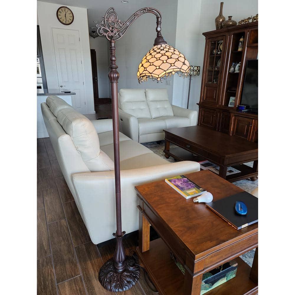 Amora Lighting Tiffany Style Jeweled Reading Floor Lamp 62" High