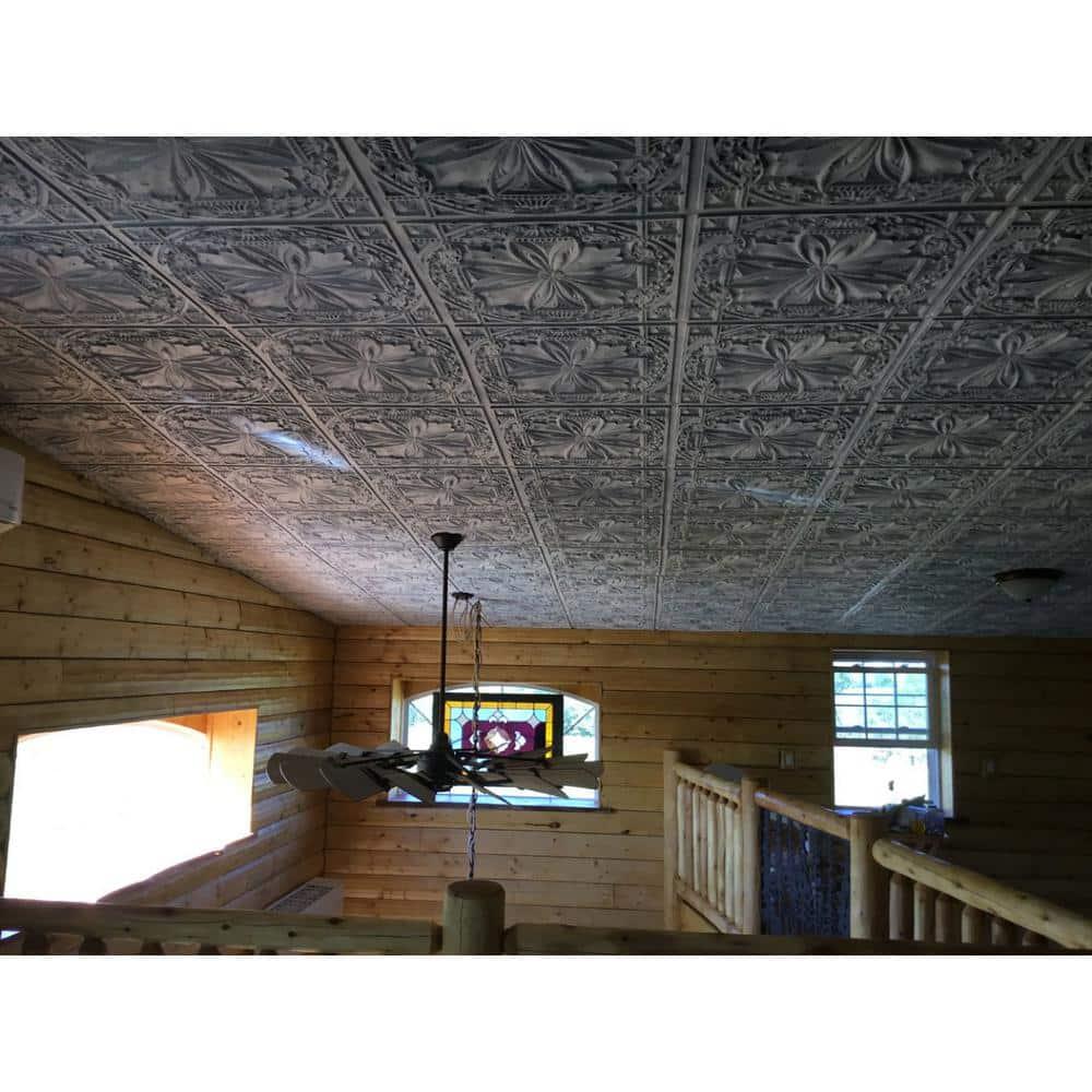 FromPlainToBeautifulInHours Milan 24'' L x 24'' W Textured PVC Drop-In & Glue Up Ceiling Tile Ceiling Tile (Set of 10)