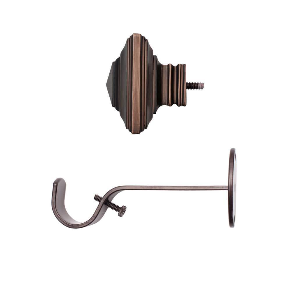 Florence 1" Window Drapery Single Curtain Rod with Square Finial - 48"-86" - Antique Bronze - Elrene Home Fashions