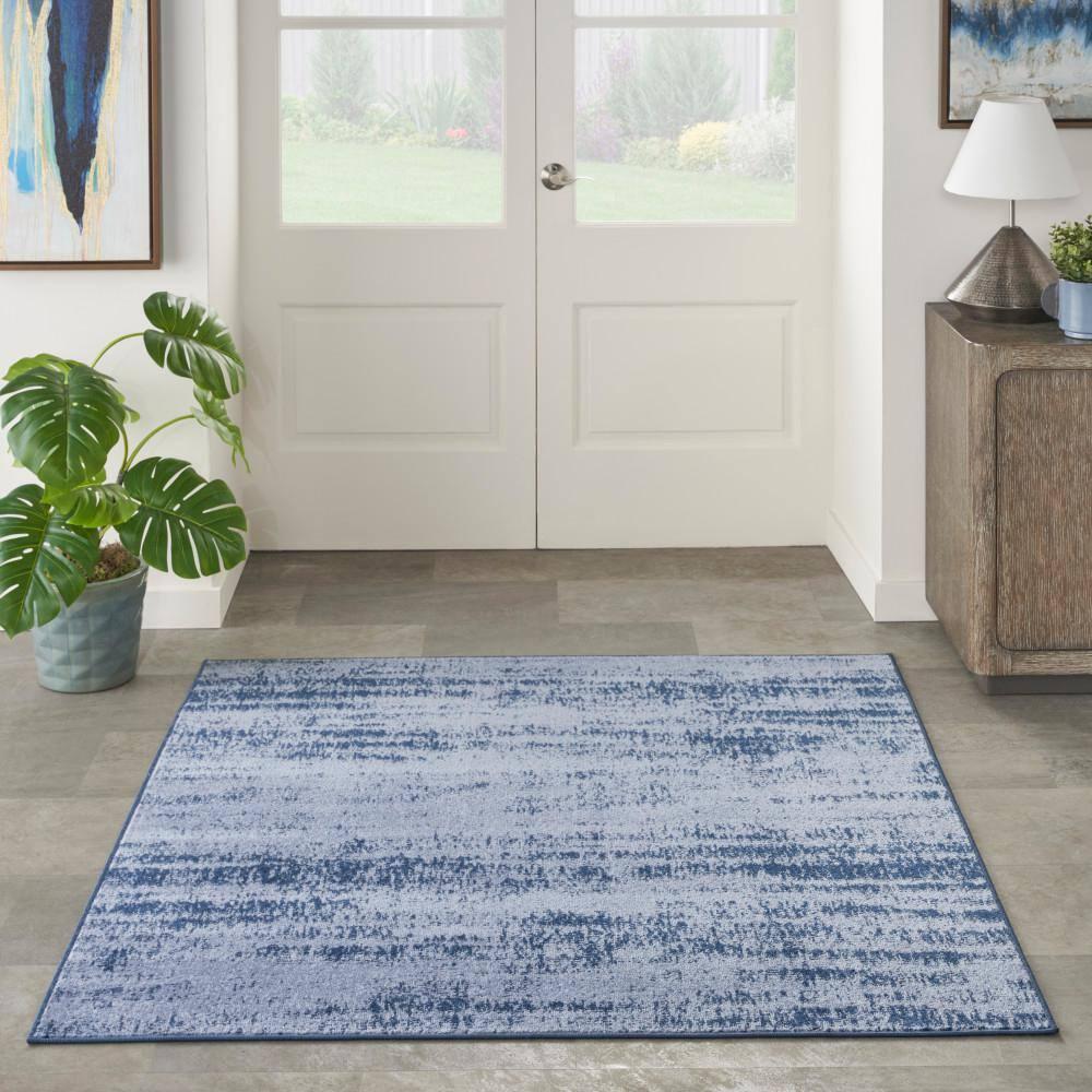Nourison Essentials 5' x square Denim Modern Indoor/Outdoor Rug