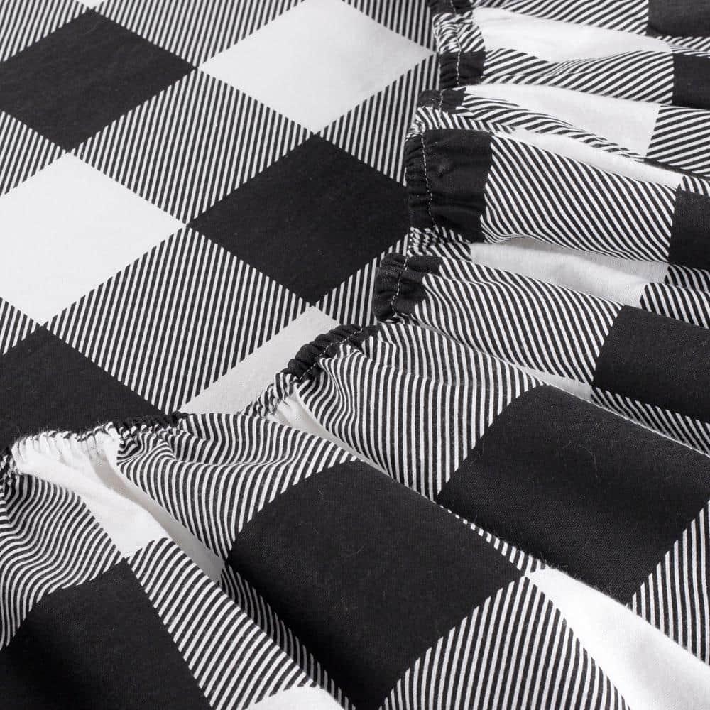 Twin Black and White Turkish Cotton Flannel Sheet Set