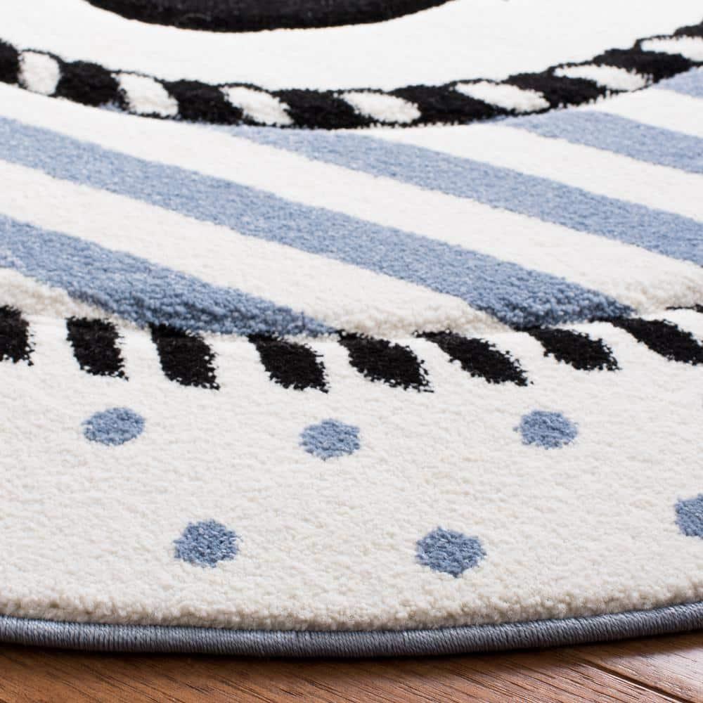 Carousel Kids CRK124 Power Loomed Area Rug - Ivory/Navy - 4' round - Safavieh.
