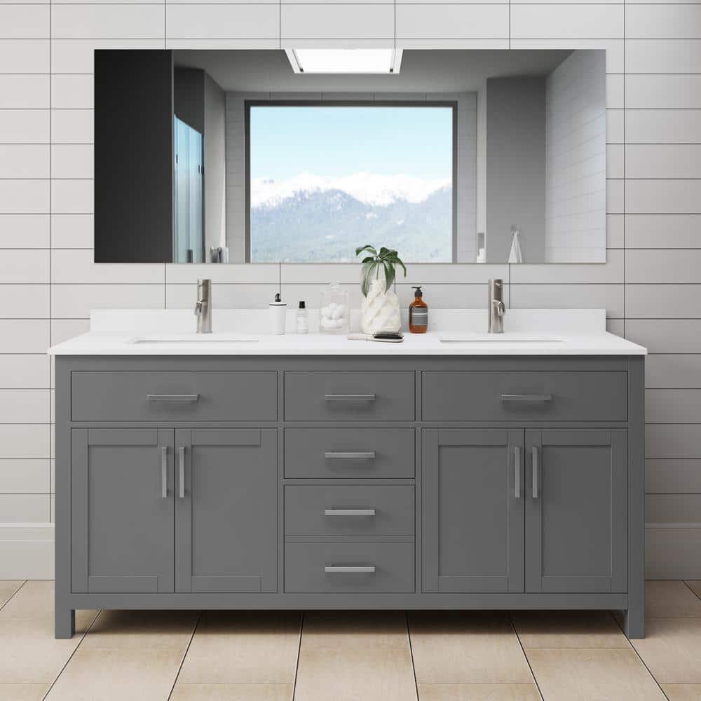 Beckett 72" Freestanding Double Bathroom Vanity with Cultured Marble Top