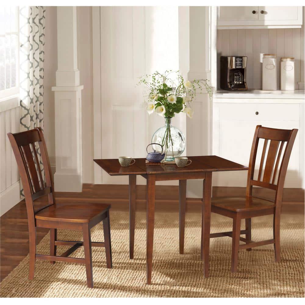 Tate Drop Dining Table Espresso - International Concepts: Hardwood, Dual 9" Leaves, Seats 4