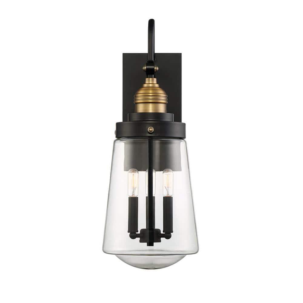 Savoy House Macauley 3 - Light Wall Light in  Vintage Black/Warm Brass