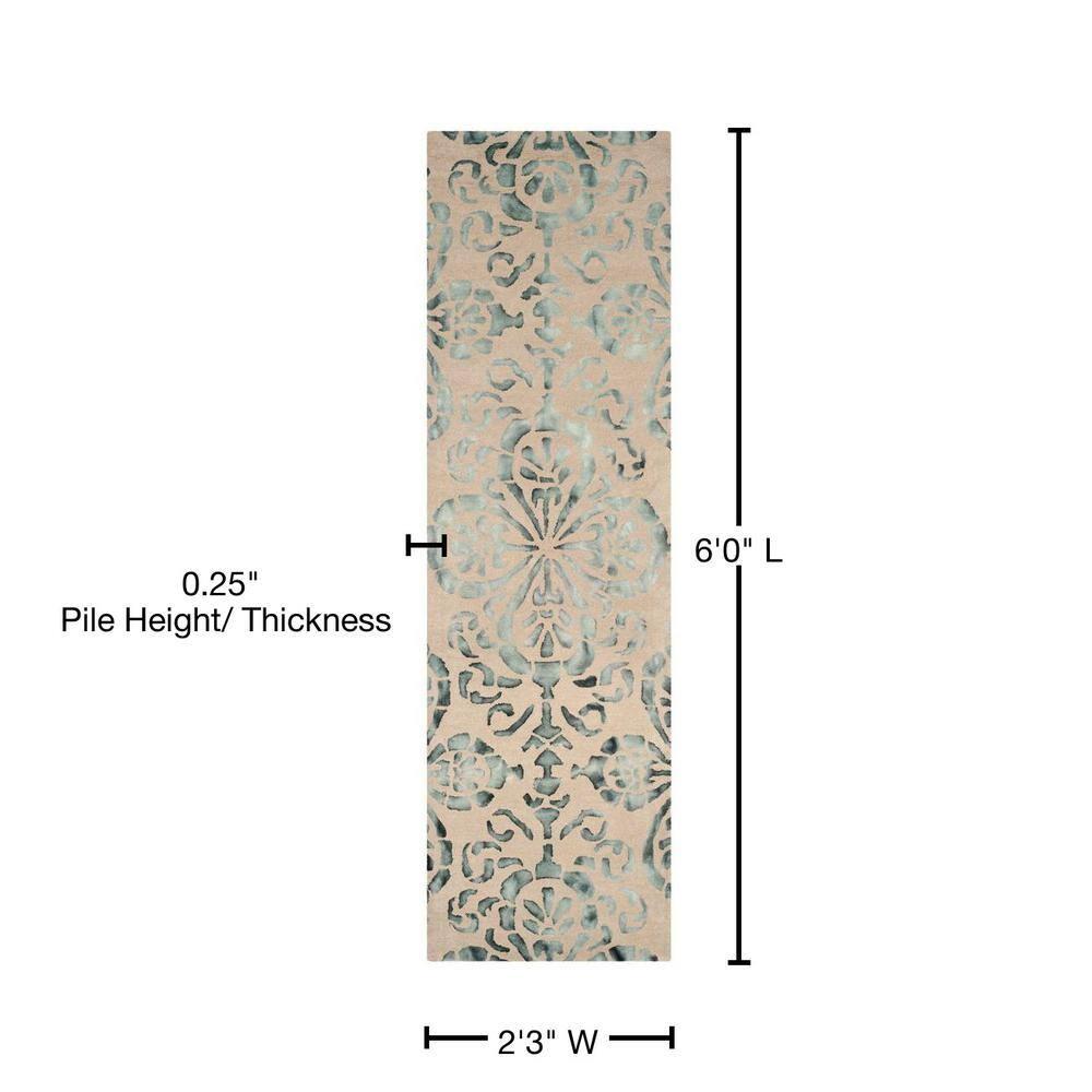SAFAVIEH Dip Dye Collection 2' x 3' Ivory / Navy DDY719P Handmade Premium Wool Accent Rug