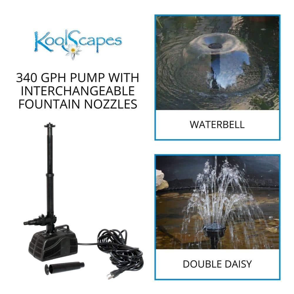 Koolscapes 400 Gal Starter Pond Kit with Fountain, 340 GPH Pump, Liner
