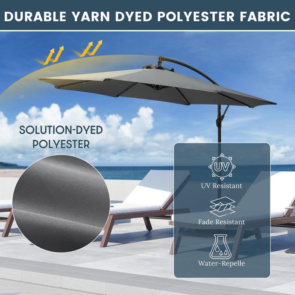 Polytrends Weller 10-foot Offset Cantilever Hanging Patio Umbrella Gray