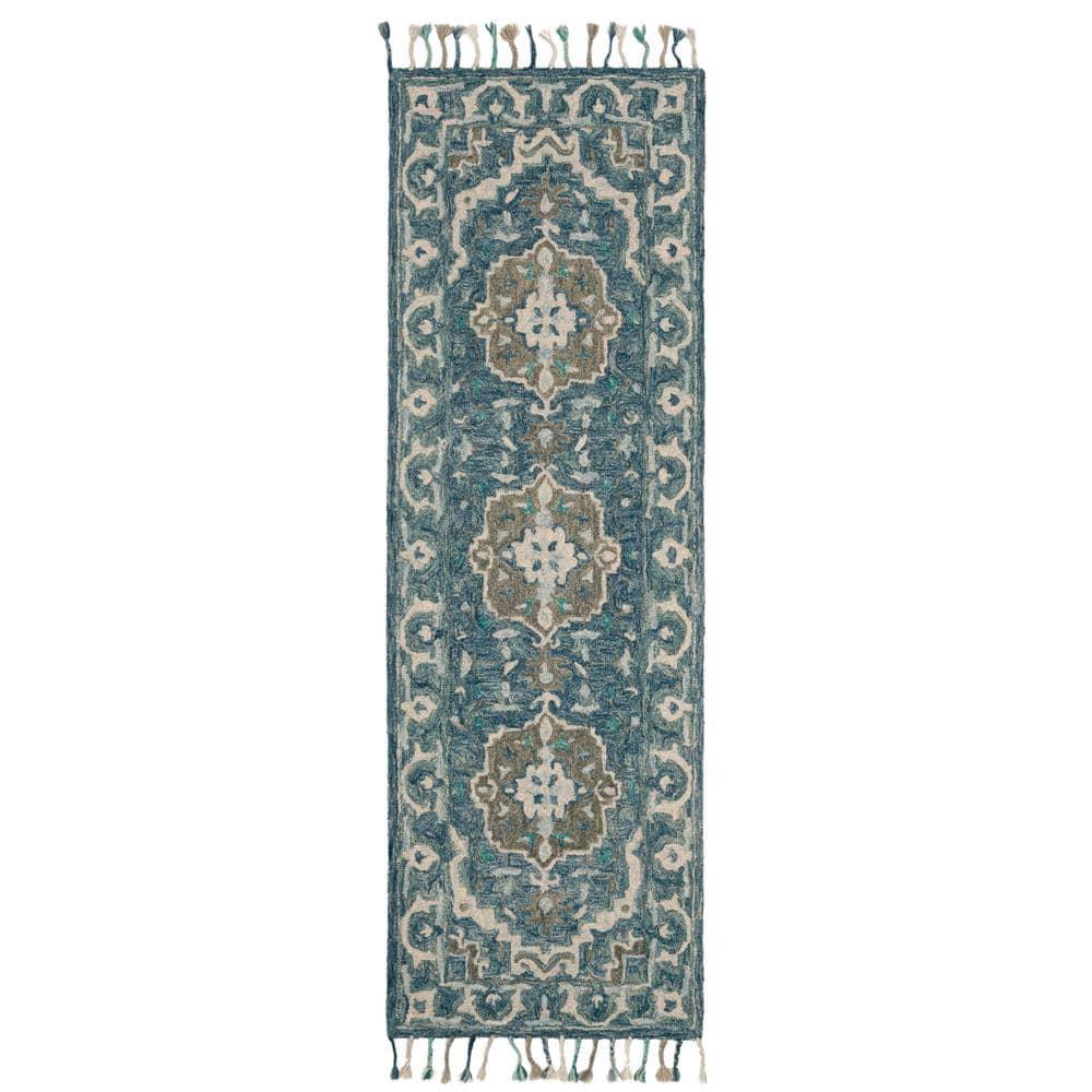 Aspen APN230 Hand Tufted Indoor Runner Rug - Dark Blue/Grey - 2'3"x7' - Safavieh