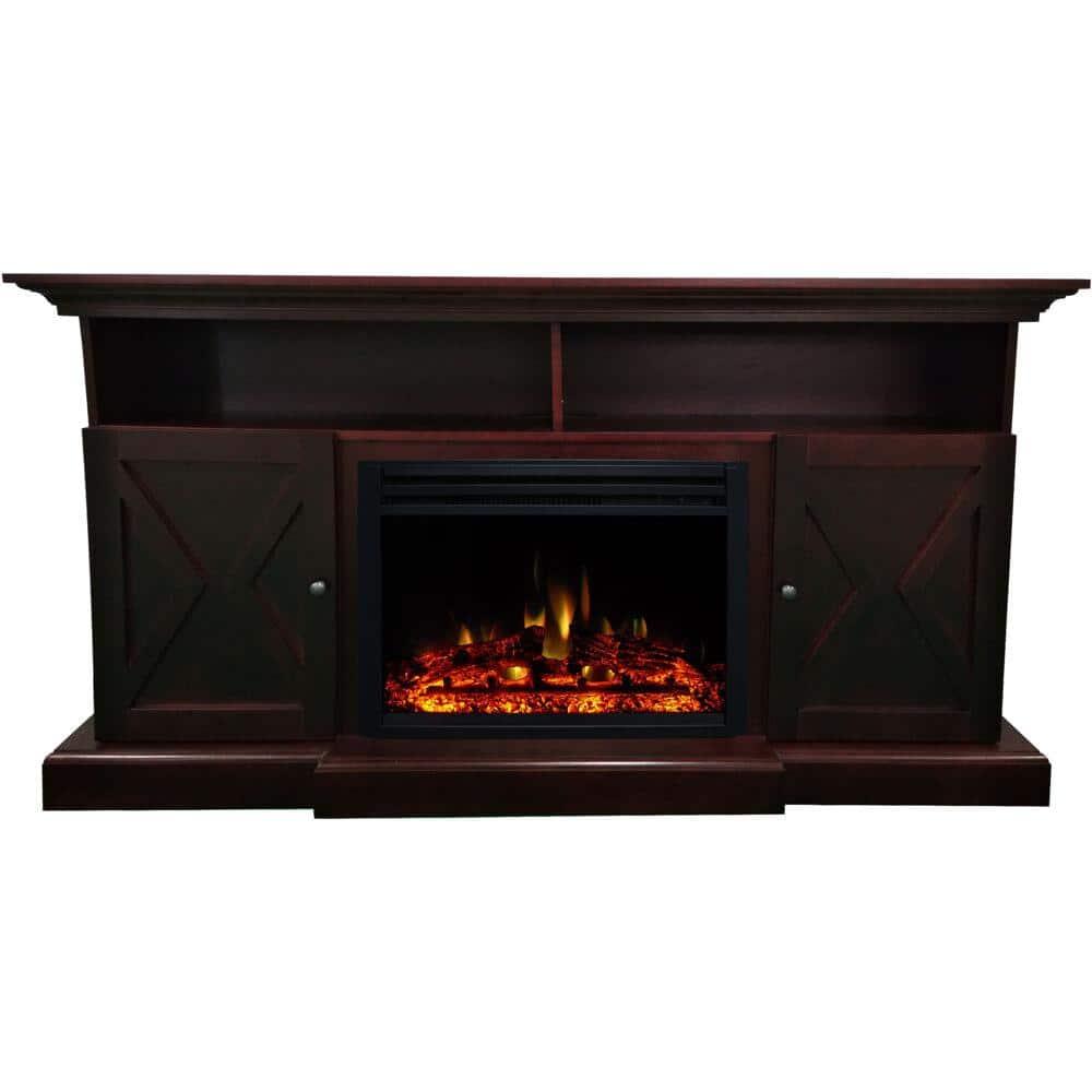 Cambridge Cambridge Summit 62-In. Farmhouse Fireplace TV Stand with Crystal Rocks Display