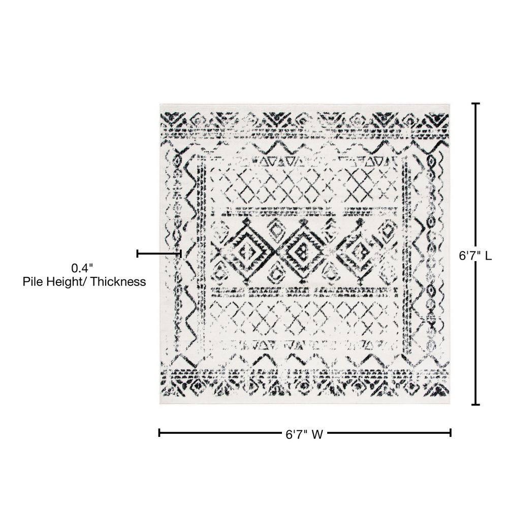 Tulum TUL268 Power Loomed Area Rug - Ivory/Black - 6'7"x6'7" - Safavieh.