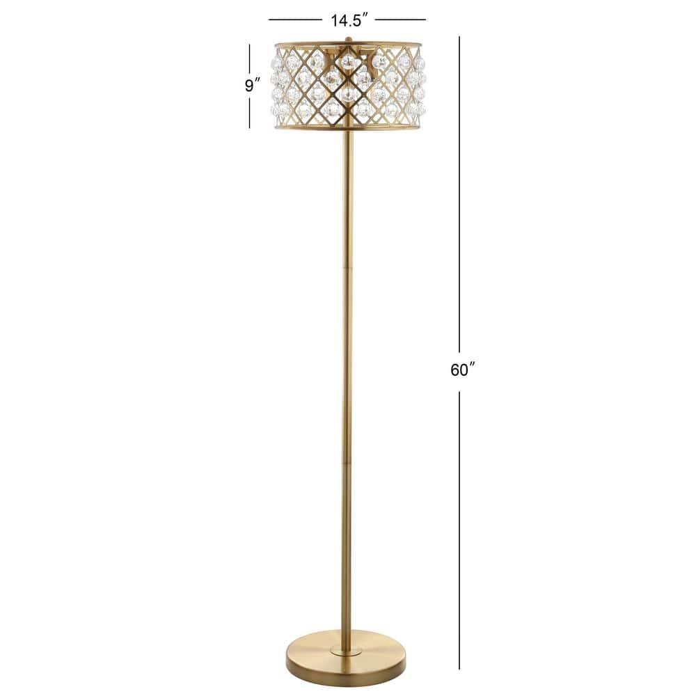 JONATHAN Y JYL9000A Elizabeth 60" Crystal/Metal LED Floor Lamp, Contemporary, Transitional for living room, dinning room, bedroom, office Bulb Included, Brass Gold/Clear