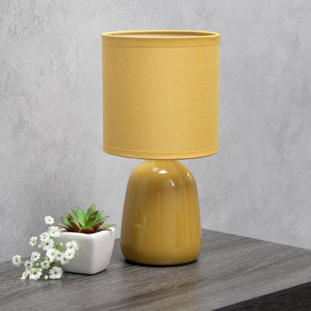 10.04" Traditional Ceramic Thimble Base Bedside Lamp with Fabric Shade - Simple Designs: For Kids Bedroom & Office Desk
