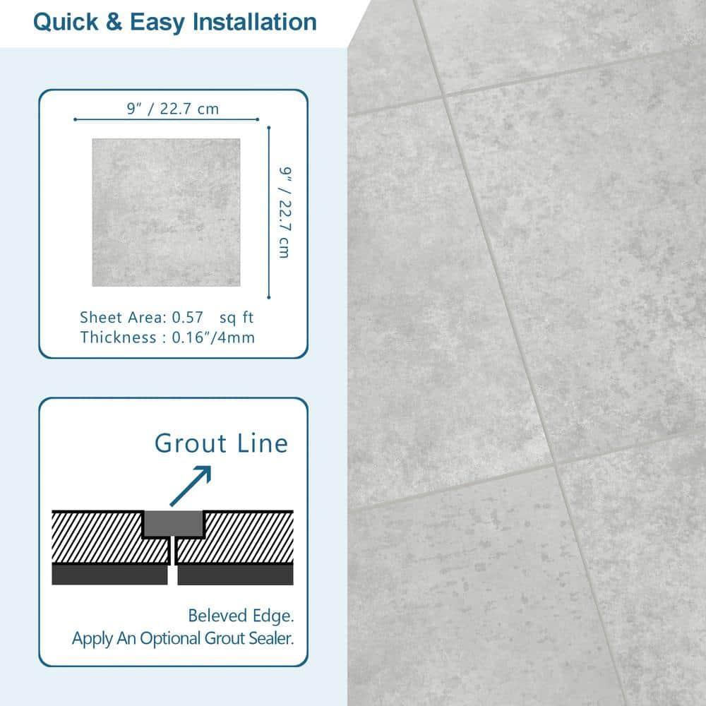Sunwings 9'' x 9'' x 4mm SPC Peel & Stick Floor Tile Luxury Vinyl Flooring