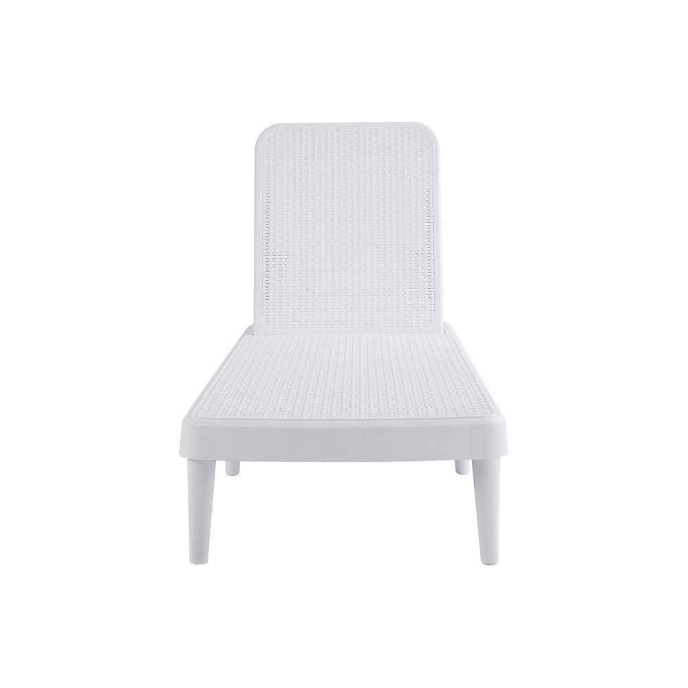 Tahiti Rattan Chaise Lounge - White - Lagoon: Resin Adjustable Back, Mold & UV Resistant Patio Lounger