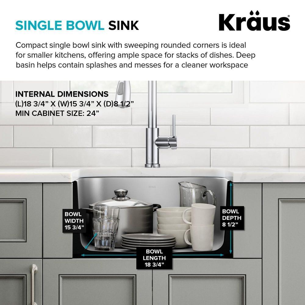 KRAUS Premier Undermount Single Bowl 18-Gauge Stainless Steel Kitchen Sink