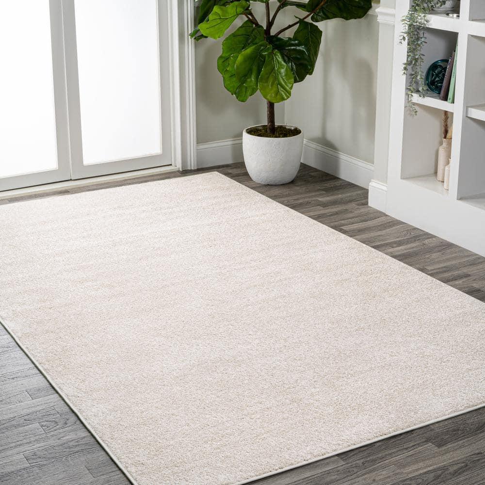 10' X 14' Rectangle Haze Solid Low-Pile Area Rug , Ivory - JONATHAN Y
