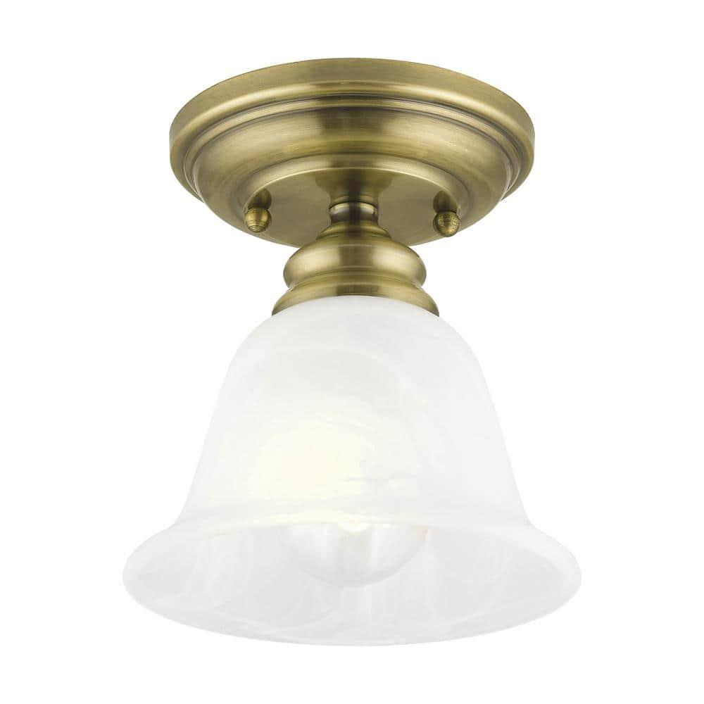 Livex Lighting Essex 1 - Light Flush Mount in  Antique Brass