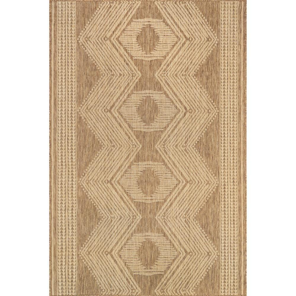 nuLOOM 5' x 8' Outdoor Geometric Area Rug, Stain Resistant, Weather Resistant, High Traffic, Patio, Balcony, Outside, Ranya Light Brown
