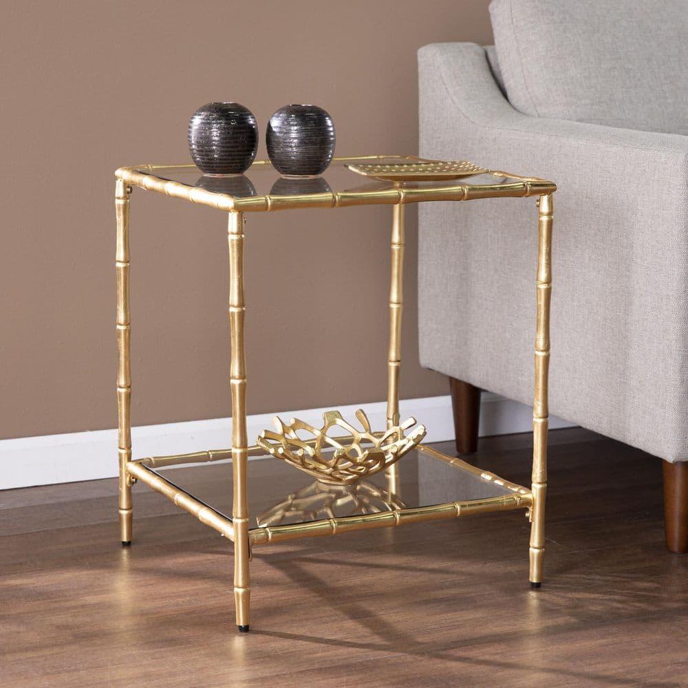 Oversley Glass-Top Accent Table - Gold - SEI