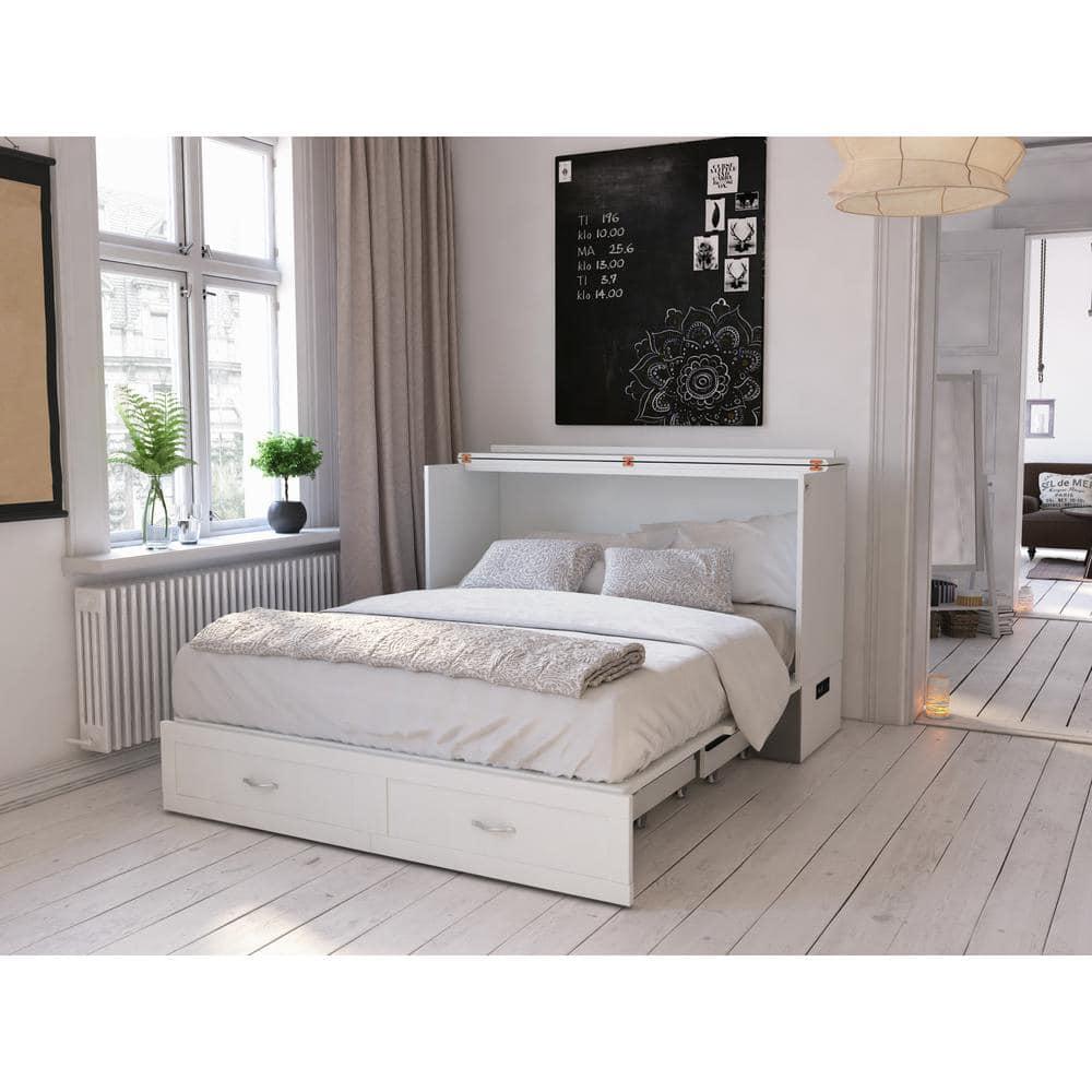 Hamilton Murphy Bed Chest Queen White with Charging Station
