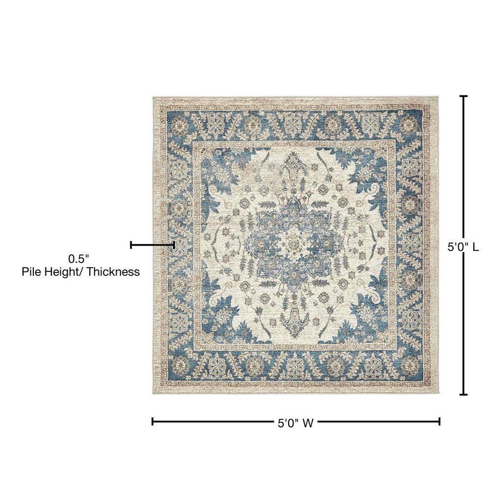 Unique Loom Salzburg Collection Area Rug - Altstadt (5' 1" Square Cream/Gray)