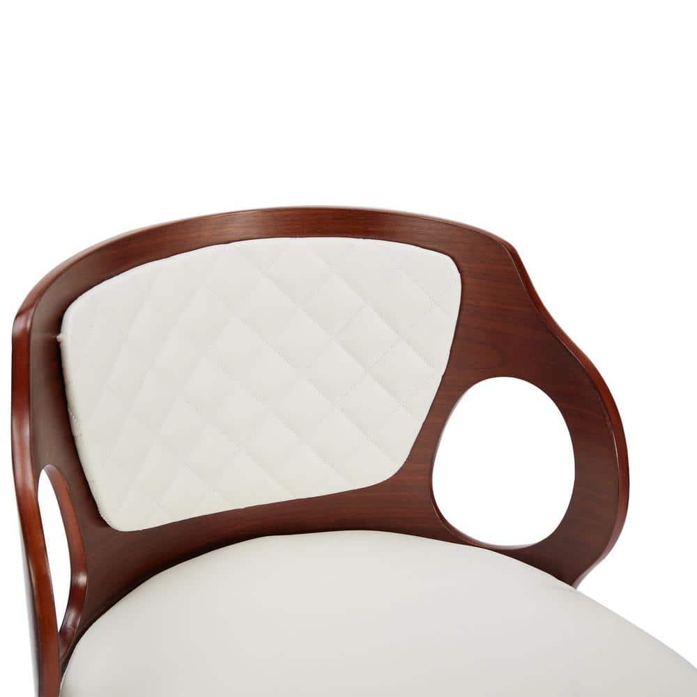 ECOTOUGE Swivel Bar Stools Set of 2, Height Adjustable Island Stools with Bentwood Back, Faux Leather Counter Height Bar Stools for Kitchen, Pub and Cafe, White