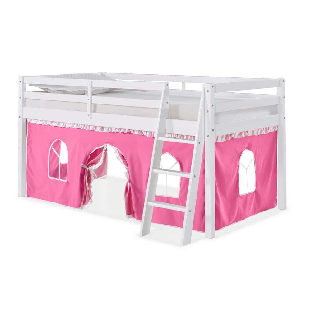 Alaterre Furniture Twin Roxy Junior Kids' Loft Bed with Tent Pink/White