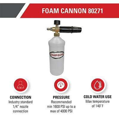 Simpson 80271 Pressure Washer High-Pressure Foam Cannon, Rated up to 4000 PSI - Quantity 1