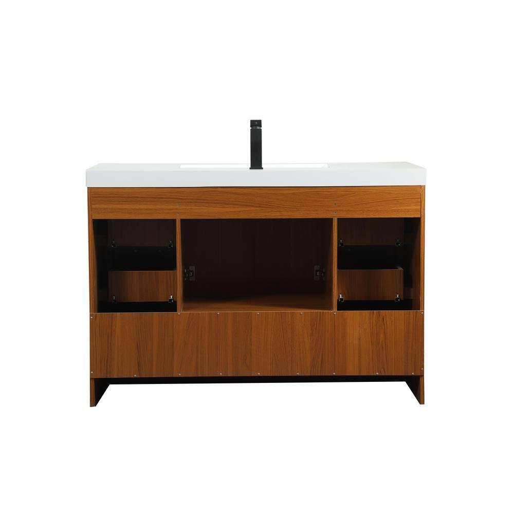 Elegant Decor Wyatt 48" Aluminum Alloy and MDF Single Bathroom Vanity in Teak