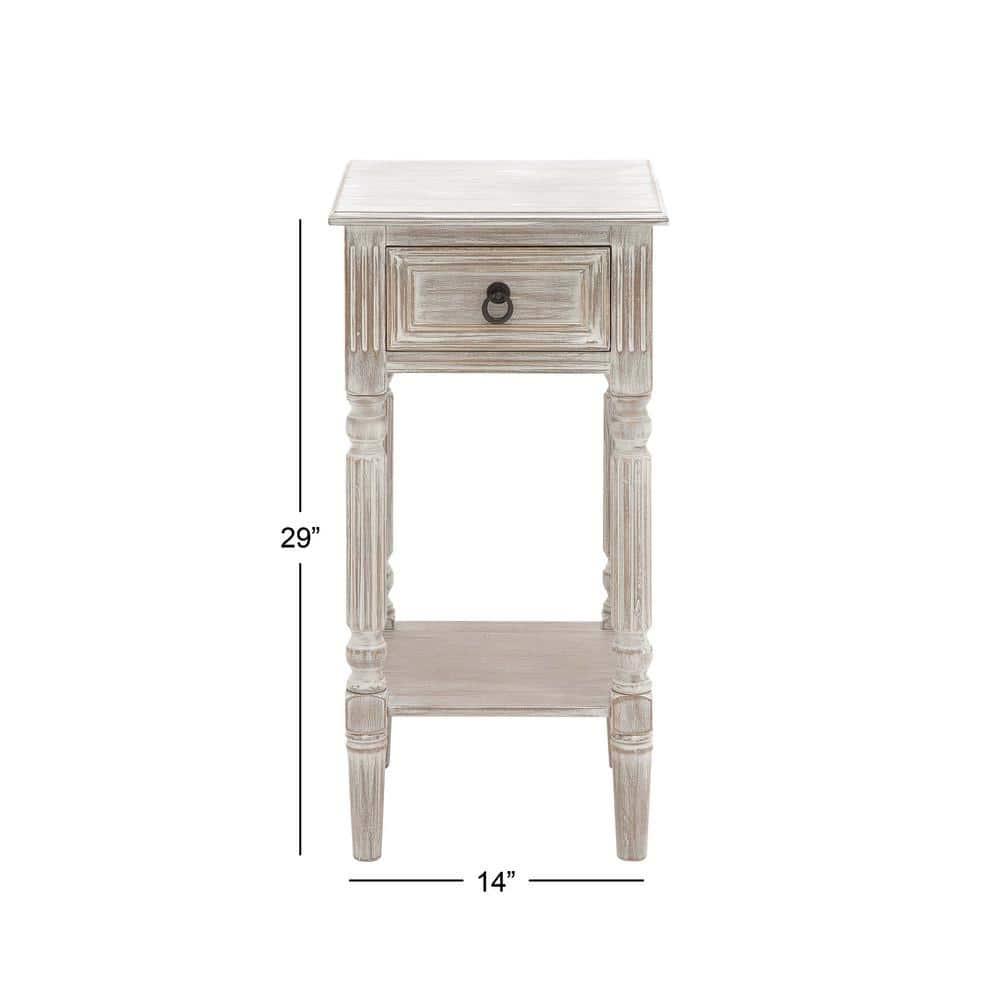 Rustic Country Wood Accent Table - Olivia & May: French Style, Tall End Table for Living Room with Drawer