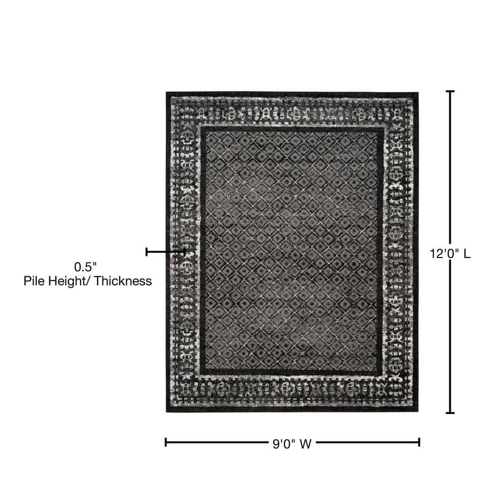Adirondack ADR110 Machine Made Indoor Area Rug - Black/Silver - 9'x12' - Safavieh