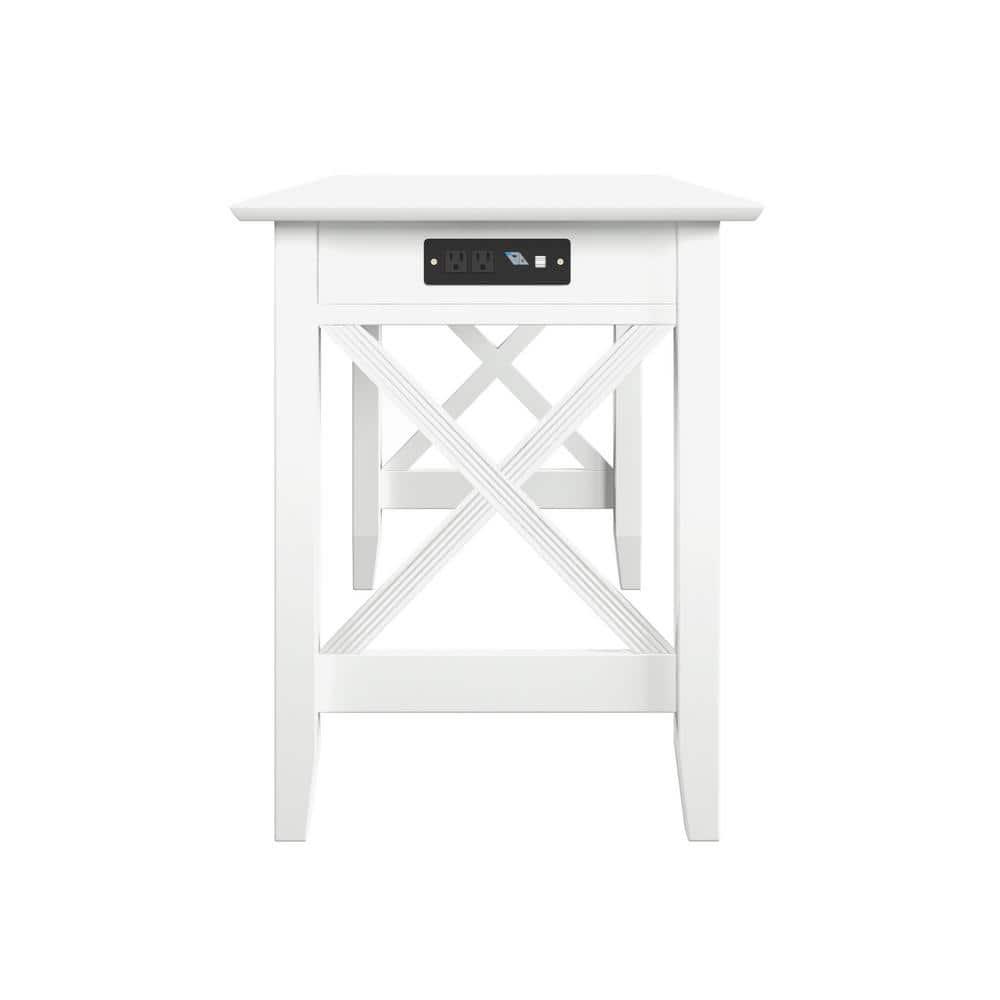 Lexi Desk with Drawer and Charging Station in White