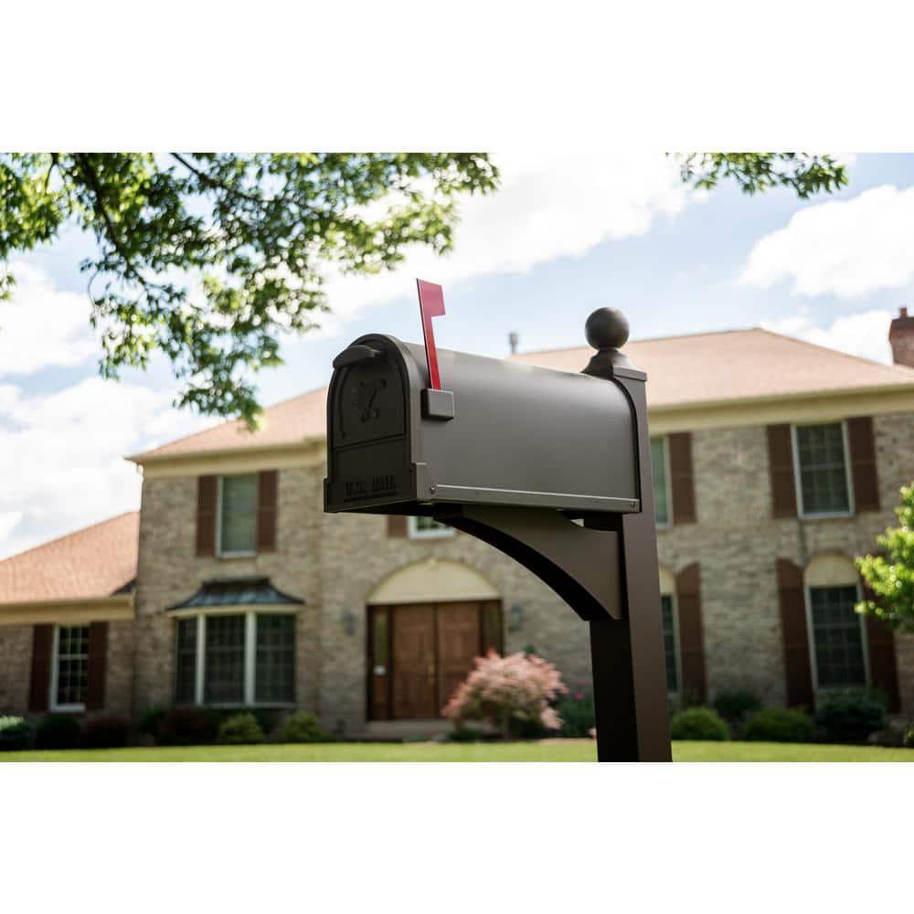 Gibraltar Mailboxes Arlington Classic Galvanized Steel Post Mount Bronze Mailbox