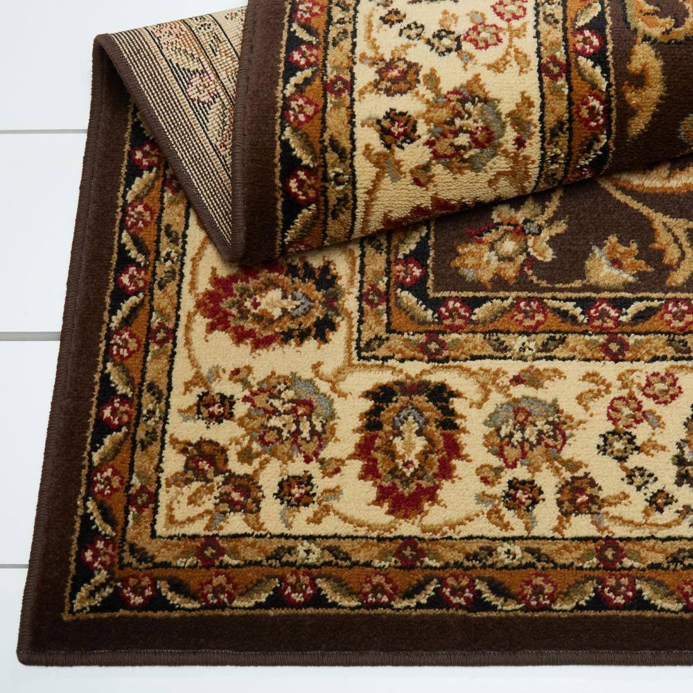 Home Dynamix Royalty Elati Traditional Ornate Damask Runner Area Rug, Brown/Ivory, 1'9"x7'2"