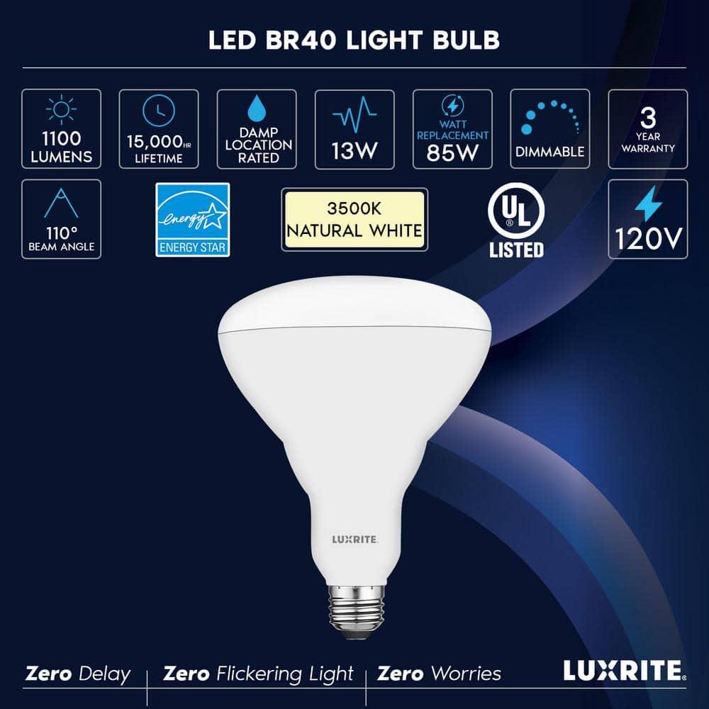 85 Watt Equivalent BR40 E26/Medium (Standard) Dimmable 3500K LED Bulb