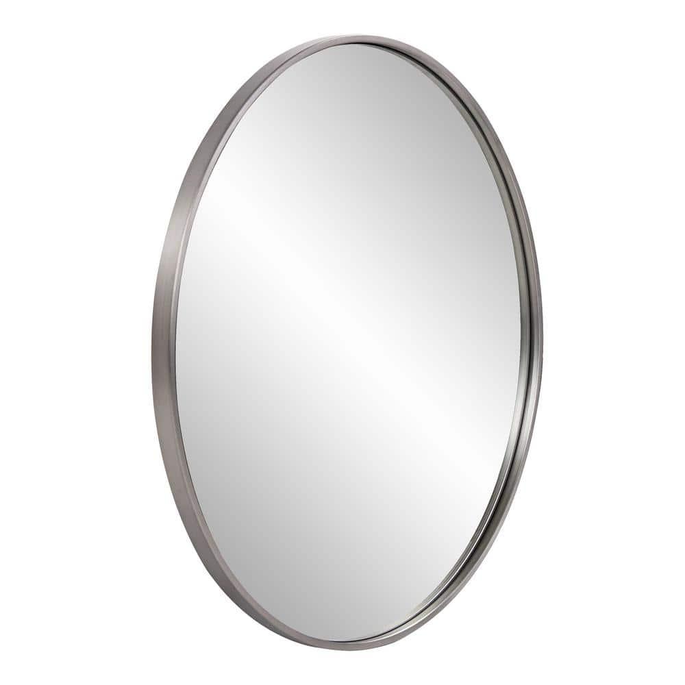 Howard Elliott 30" Round Stainless Steel Framed Vanity Mirror Brushed Silver