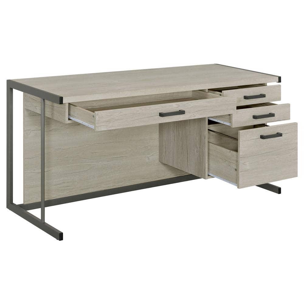 Coaster Loomis 4-drawer Modern Wood Office Desk in Whitewashed Gray