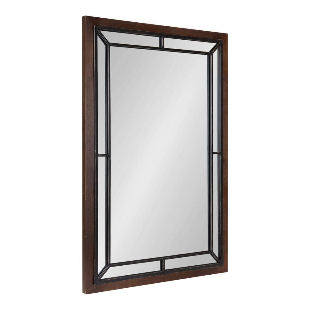 Kate & Laurel All Things Decor 24" x 36" Audubon Rectangle Wall Mirror Rustic Brown : Vintage Farmhouse Style, MDF Frame