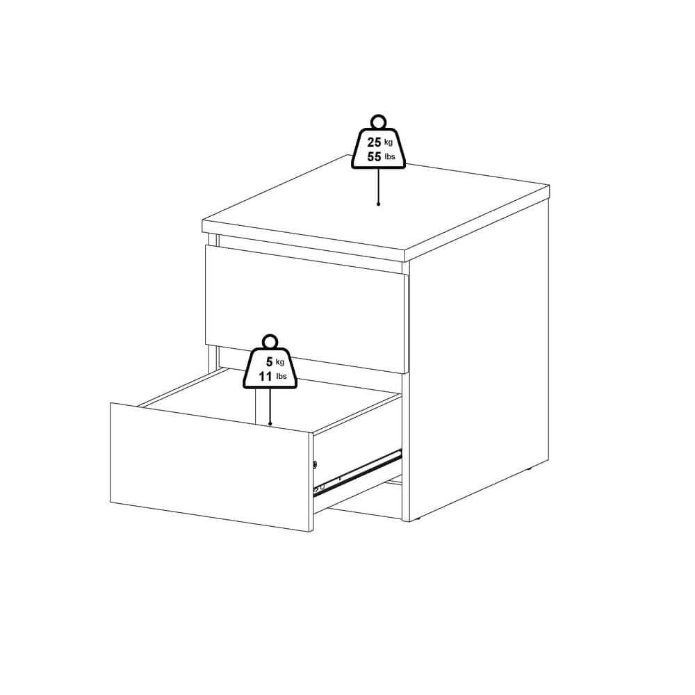 Scottsdale Black Woodgrain 2-Drawer Nightstand